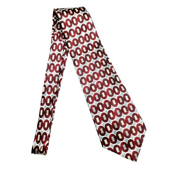 Pierre Cardin Silk Tie Red Print Geometric Wide - Picture 6 of 6
